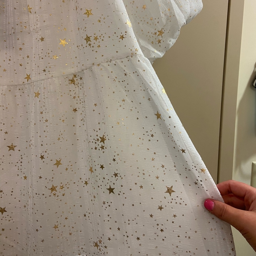 Nasty Gal White Mini Dress with Gold Star Print - Picture 8 of 8
